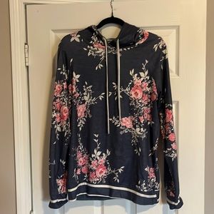 GREAT CONDITION Angashion/Amazon Brand Grey/Flower Pattern Hoodie-Size M